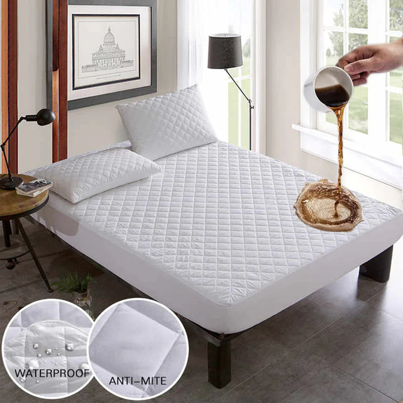 Premium Ultra Soft Cotton Quilted Waterproof Mattress Protector – Double Bed (WHITE)