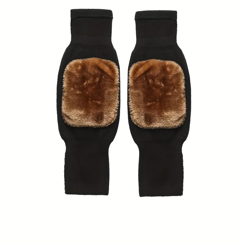 Fleece-Lined Leg Warmers  Warm Wool Knee Pads – Men & Women, 1 Pair