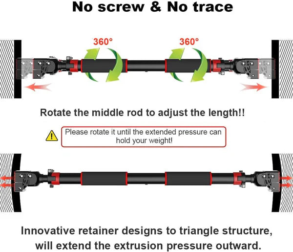 Adjustable No-Screw Pull-Up Bar (200KG Capacity)