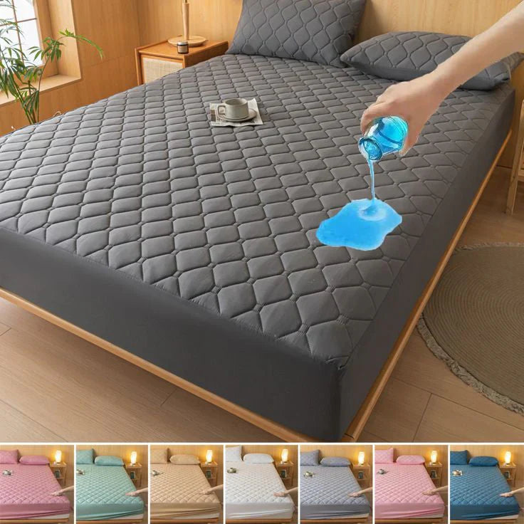 Premium Quilted Waterproof Mattress Protector – Double Bed (Grey)